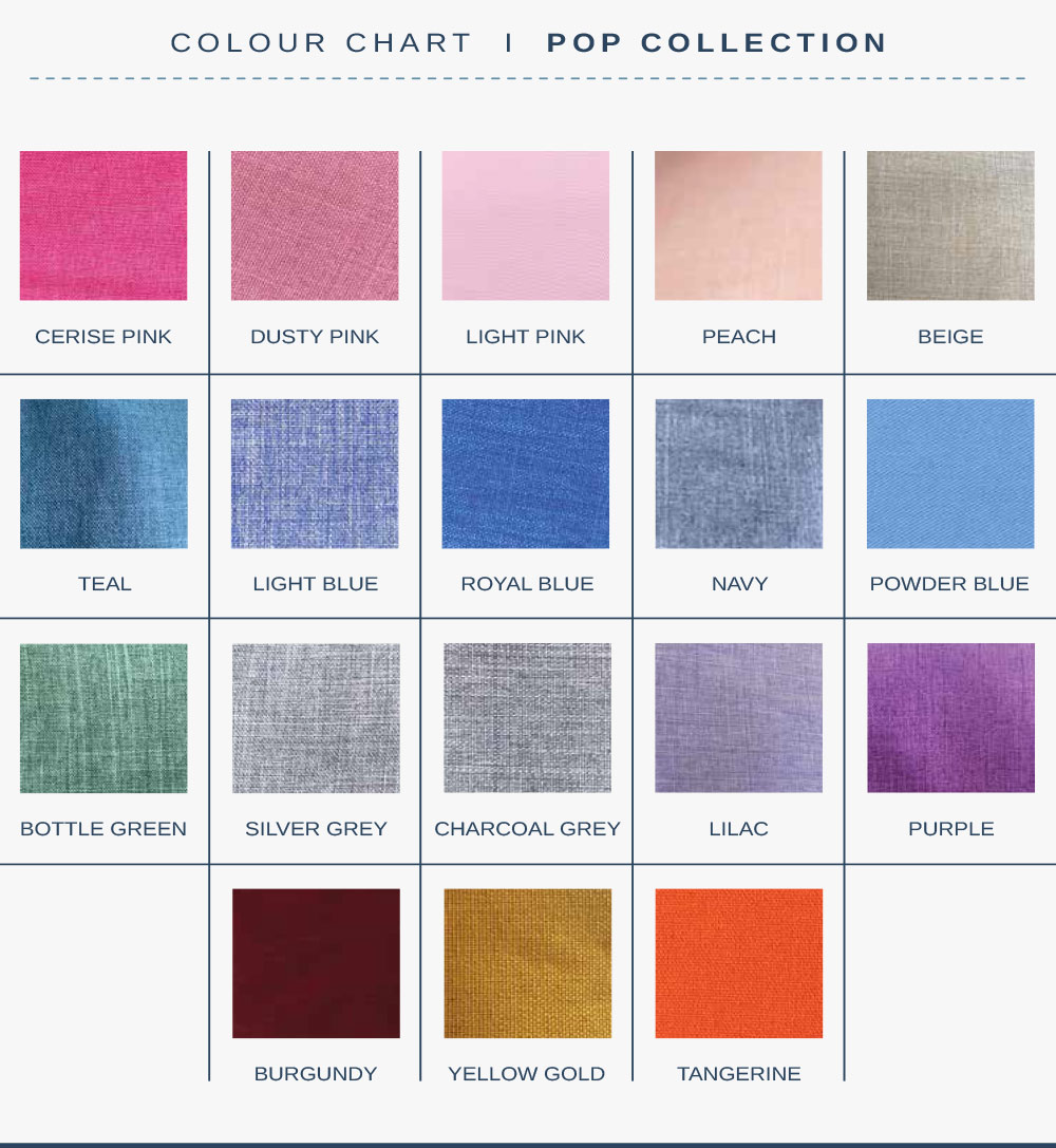Pop Collection colour chart