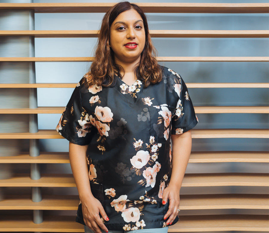 Winter floral scrub top